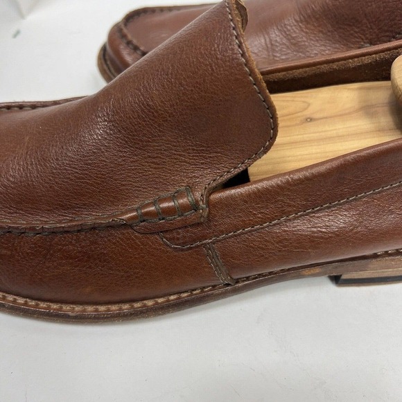 Clarks Cognac Brown Leather Slip On Loafers Size 11 Comfort Pebble Leather - Picture 5 of 10
